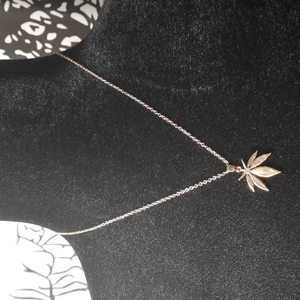 Gold Plated Pot Leaf Necklace